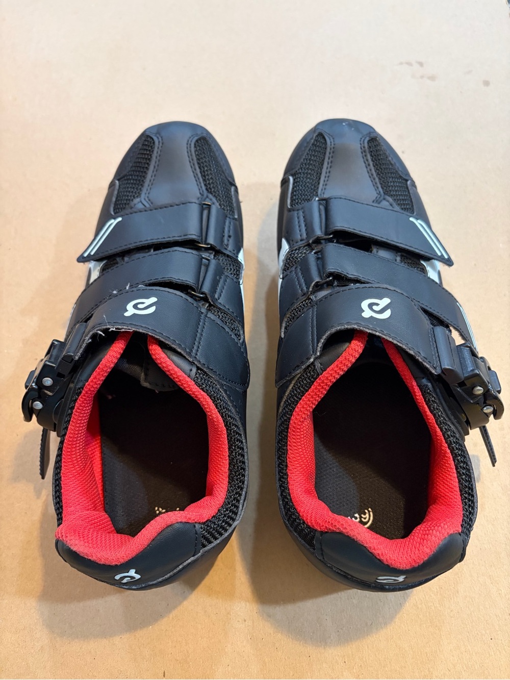 Peloton Black Cycling Shoes with Red Lining